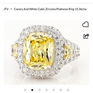 Vanna K Canary Halo Ring Bella Luce Sz 7 Sterling Silver